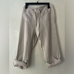 INC 100% Linen Capri pants women’s size 4 bejeweled cargo y2k